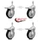Service Caster 5 Inch Black Polyurethane Swivel 3/8 Inch Stem Caster Set with Total Lock Brake SCC-TSTTL20S514-PPUB-BLK-381615-4 - alternate 4